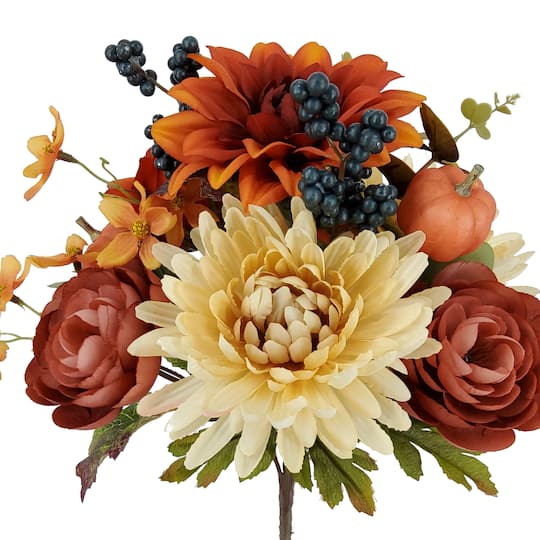 14" Orange Dahlia & Ranunculus with Berry Mix Bush by Ashland®